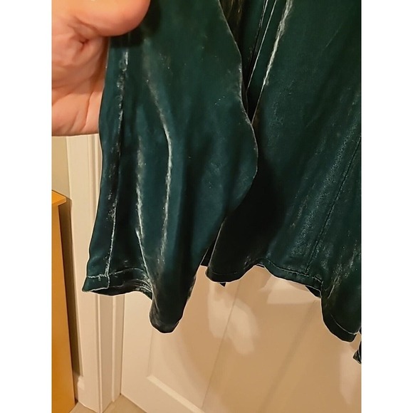 Eileen Fisher Velvet Silk Dolman Sleeve Top Pine Green V-Neck Size L NWT $278 - Picture 3 of 6